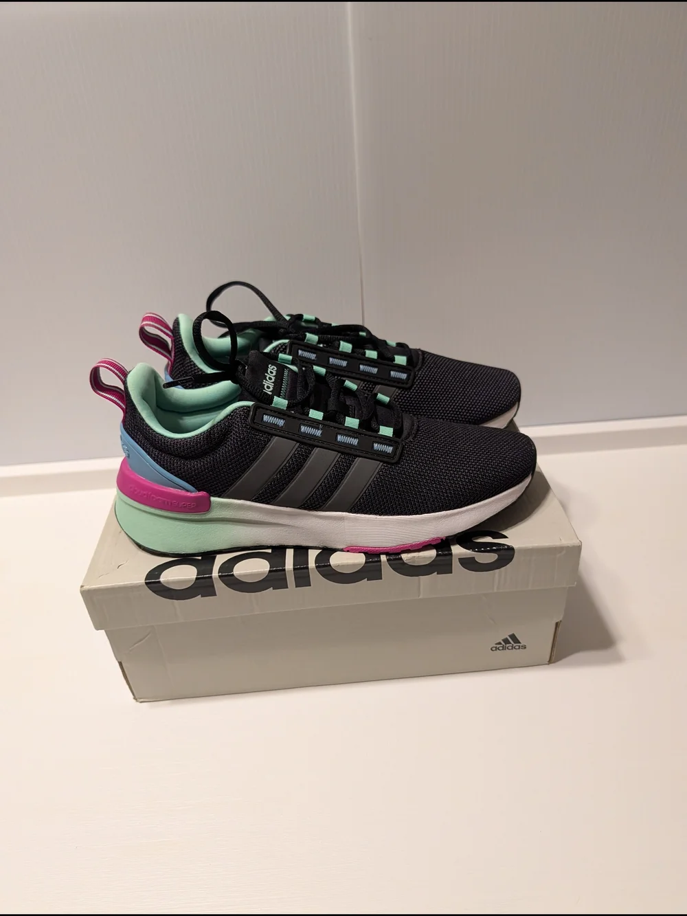 Adidas Black & Mint Lightweight Sneakers